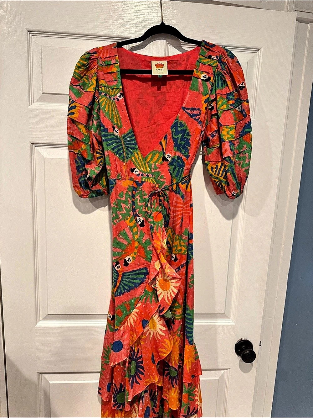 Farm Rio Floral Maxi Dress Pink & Green Size Small